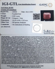 6.54 Ratti Natural new burma Ruby with Govt. Lab Certificate-(1221)